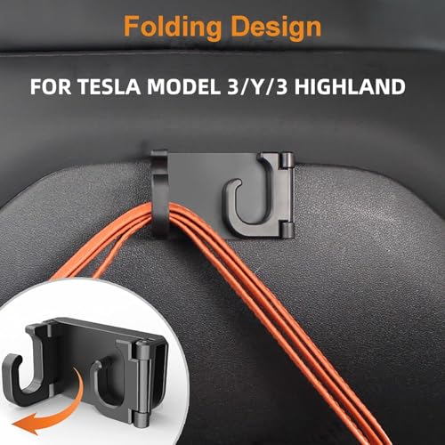 OATSBASF Seat Back Hooks for Tesla Model 3 Model Y 2017-2024, Headrest Foldable Hooks Car Bag Hook Stylish Back Seat Hanger Designed for Tesla Model 3 Y Accessories (2 Pack) - Image 2