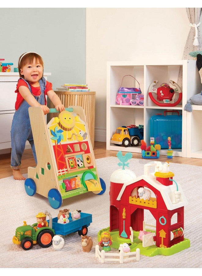 BATTAT عربة النشاط الخشبية من باتات - 9 أنشطة تعليمية - لعبة تعليمية ومشي للأطفال - الوقوف والدفع والمشي - 1 سنة وما فوق - موضوع المزرعة - Image 2