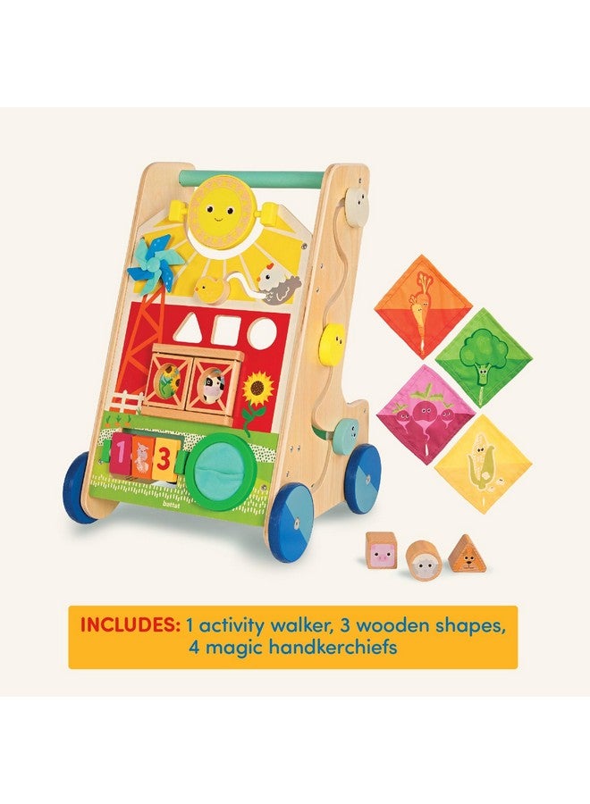 BATTAT عربة النشاط الخشبية من باتات - 9 أنشطة تعليمية - لعبة تعليمية ومشي للأطفال - الوقوف والدفع والمشي - 1 سنة وما فوق - موضوع المزرعة - Image 5