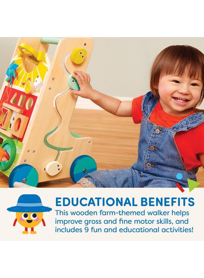 BATTAT عربة النشاط الخشبية من باتات - 9 أنشطة تعليمية - لعبة تعليمية ومشي للأطفال - الوقوف والدفع والمشي - 1 سنة وما فوق - موضوع المزرعة - Image 4