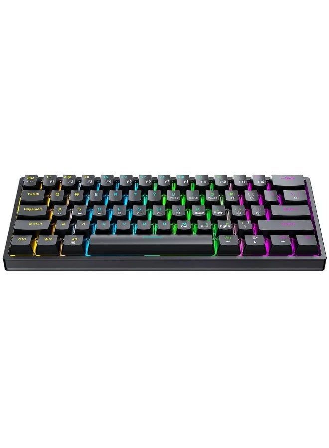 Haing Mechanical Gaming Keyboard Type-C Wired RGB 68 Key for Laptop PC Gamer, BLACK - Image 1