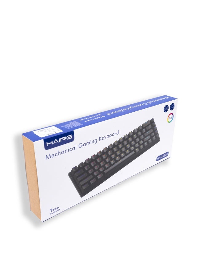 Haing Mechanical Gaming Keyboard Type-C Wired RGB 68 Key for Laptop PC Gamer, BLACK - Image 2