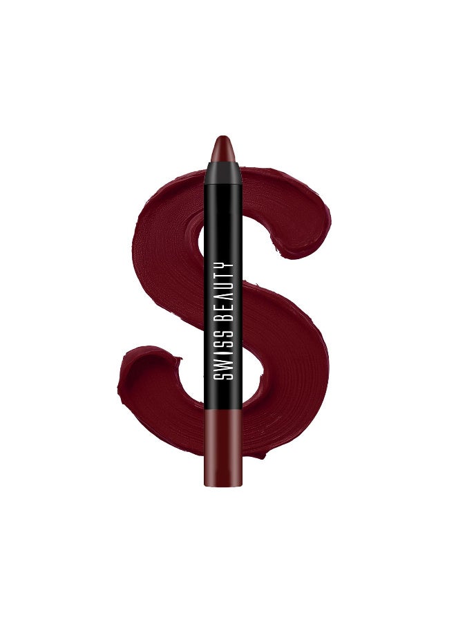 Swiss Beauty قلم شفاه سويس بيوتي مات طويل الأمد ستاي ماكس قلم شفاه | ظل - 15 مورفي واين - 3.5 جرام - Image 1