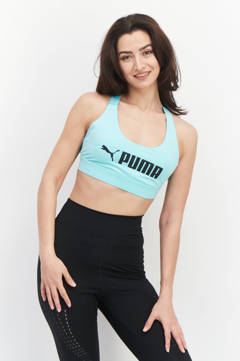 PUMA Women Brand Logo Padded Sports Bra, Peppermint - Image 1