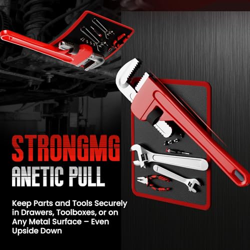 Deepredcoast Magnetic Tool Mat 40 lbs Magnetic Tool Holder 98 129 Heavy Duty Flexible Non Slip Tool Organizer with PVC Protection for Garage Workshop Auto Repair Red - Image 3