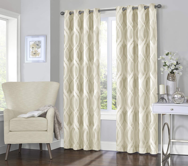 eclipse Eclipse Caprese 52 x 84 Insulated Darkening Single Panel Grommet Top Window Treatment Living Room 52 in x 84 in Ivory 