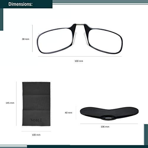 Noble Pack Noble Ultra Slim and Flat Reading Glasses Thin and Flexible Armless (2 Pairs) Enhanced Comfort Nose Rest, Armless Pocket Size Readers with 2 Stick-on Silicone Case Holder (Black, +3.00) - Image 3