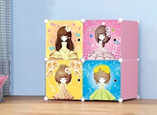 KRISHYAM Plastic Modular Portable Closet - Space-Saving Hanging Wardrobe Organizer with Kitty Print for Clothes, Books, Toys, and Towels (Barbie), Animal, Multicolor - Image 2