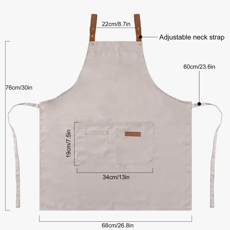 DILLMAN Art Aprons for Men Women Painting Pottery Baking, H Back Straps Waterdrop Kitchen Chef Cooking Apron with Pockets (White) - Image 3