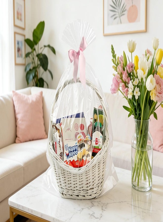 EKAPACKAGING 24x30 Inches 10 Pcs Large Cellophane Bags for Gift Baskets, Plastic Gift Basket Wrapping with Ribbons, Clear Cellophane Gift Bags for Party, Mother’s Day, Baby Showers, Christmas - Image 5