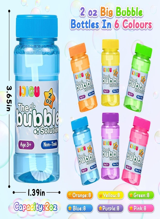 IJIGU Bubble Bottles 48 Pack (2oz), Bubbles for Kids, Bubble Solution with Bulk Wands in 6 Colors as Party Favors for Toddlers 1-3, Summer Outdoor Toy Gift for Boys & Girls - Image 2