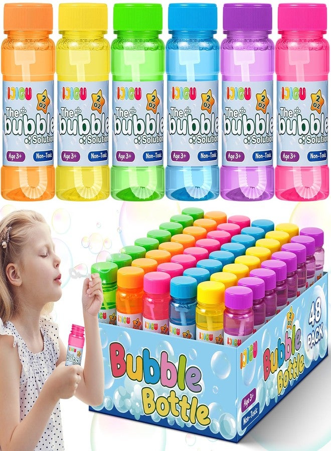 IJIGU Bubble Bottles 48 Pack (2oz), Bubbles for Kids, Bubble Solution with Bulk Wands in 6 Colors as Party Favors for Toddlers 1-3, Summer Outdoor Toy Gift for Boys & Girls - Image 1