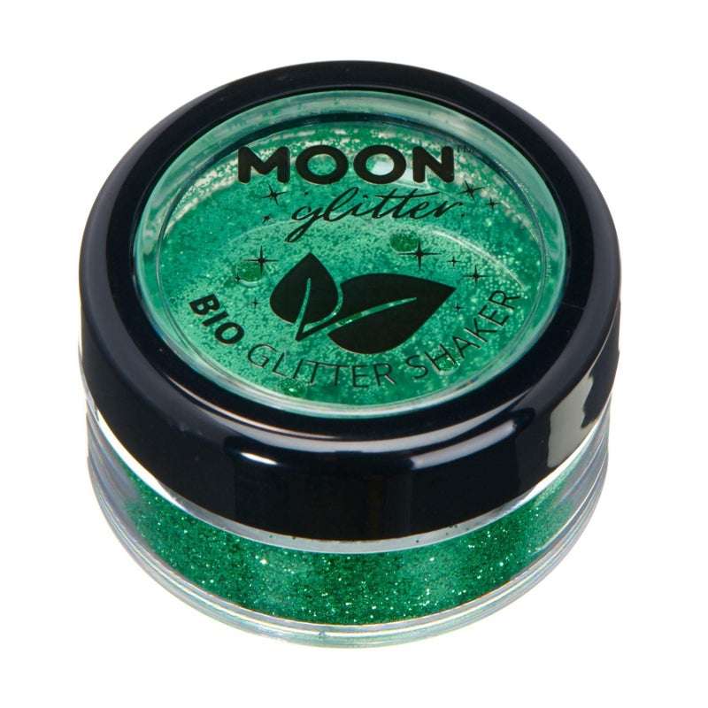 Biodegradable Eco Glitter Shakers by Moon Glitter 100 Cosmetic Bio Glitter for Face Body Nails Hair and Lips 5g Green