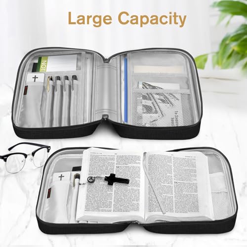 FINPAC Bible Cover, Carrying Book Case Church Bag Bible Protective with Handle and Zippered Pocket, Gift for Mother Lady Women Men, Midnight - Image 5