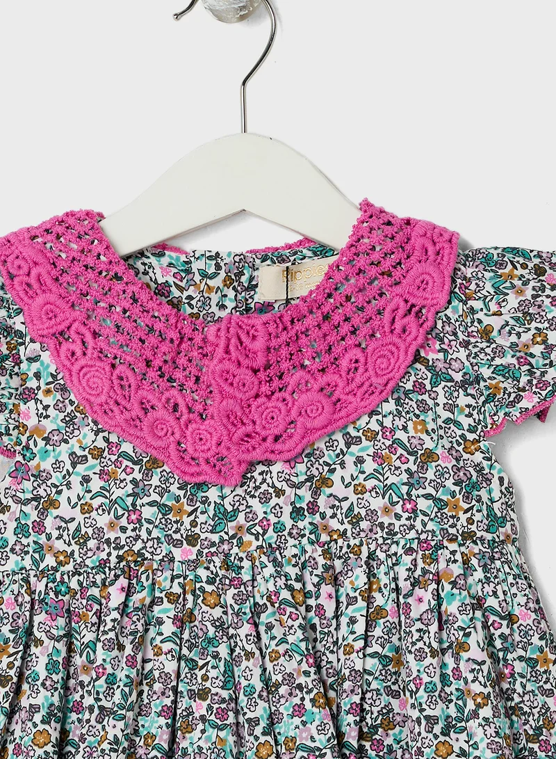 Ripples Floral Crochet Collar Dress