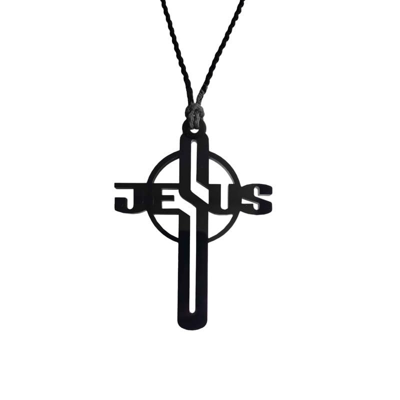 M Men Style Religious Lord Jesus Christ Cross Acrylic Car, Home, Window&Garden for Positive Vibes for Decorative Car Hanging Ornament Dream Catchers LA95 - Image 1