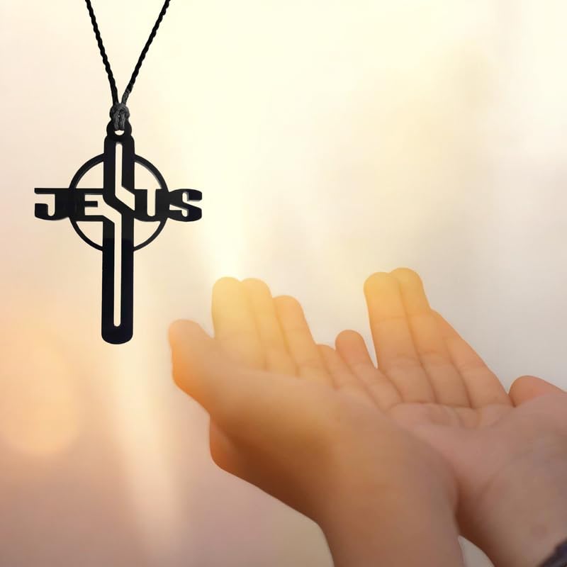 M Men Style Religious Lord Jesus Christ Cross Acrylic Car, Home, Window&Garden for Positive Vibes for Decorative Car Hanging Ornament Dream Catchers LA95 - Image 3