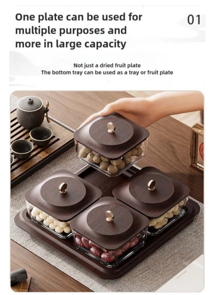 أفضل ذروة طبق فاكهة، وعاء مقسم للوجبات الخفيفة، طبق للفاكهة المجففة والمكسرات والحلوى، صينية حلوى، مناسب للاستخدام العائلي اليومي والحفلات والتجمعات في العطلات (4 حجرات) - Image 3