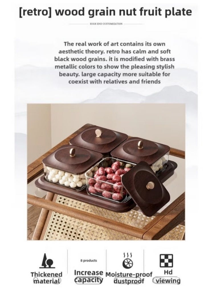 أفضل ذروة طبق فاكهة، وعاء مقسم للوجبات الخفيفة، طبق للفاكهة المجففة والمكسرات والحلوى، صينية حلوى، مناسب للاستخدام العائلي اليومي والحفلات والتجمعات في العطلات (4 حجرات) - Image 4