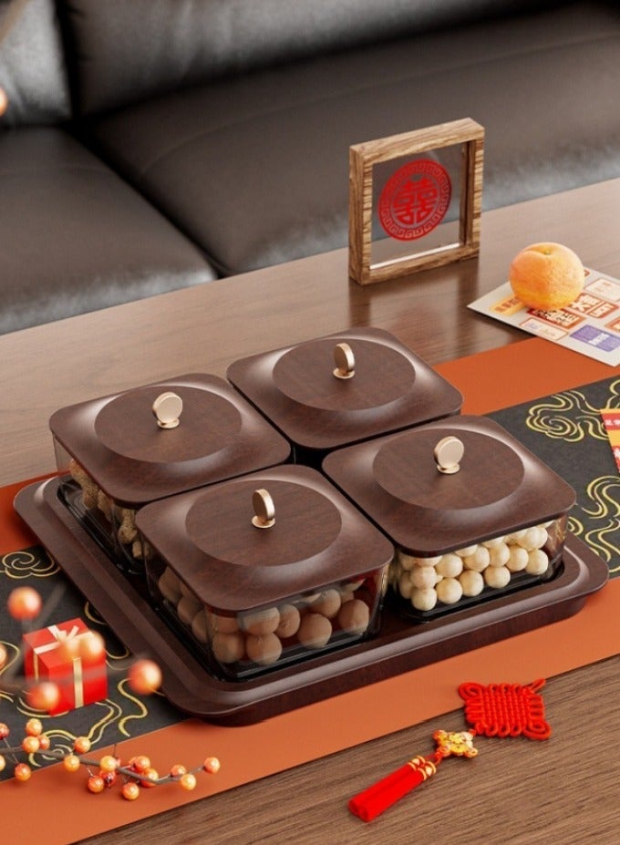 أفضل ذروة طبق فاكهة، وعاء مقسم للوجبات الخفيفة، طبق للفاكهة المجففة والمكسرات والحلوى، صينية حلوى، مناسب للاستخدام العائلي اليومي والحفلات والتجمعات في العطلات (4 حجرات) - Image 2