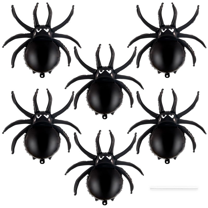 YOTHORN 6 Pcs Black Spider Balloons Halloween Party Decorations 33 Inch Spider Foil Mylar Balloons for Halloween Party Birthday Haunted House Spooky Decoration Supplies - Image 3