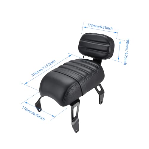 FIASRAC Passenger Seat with Backrest for Indian Scout Bobber 2018-2024 Quick Detach Design Detachable Pillion Seat Waterproof PU Leather Motorcycle Rear Seat Replacement for Part 2882853-VBA (Black) - Image 4