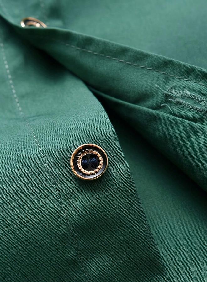 Take Two Boys Green Solid Button Front Shirt - Image 4