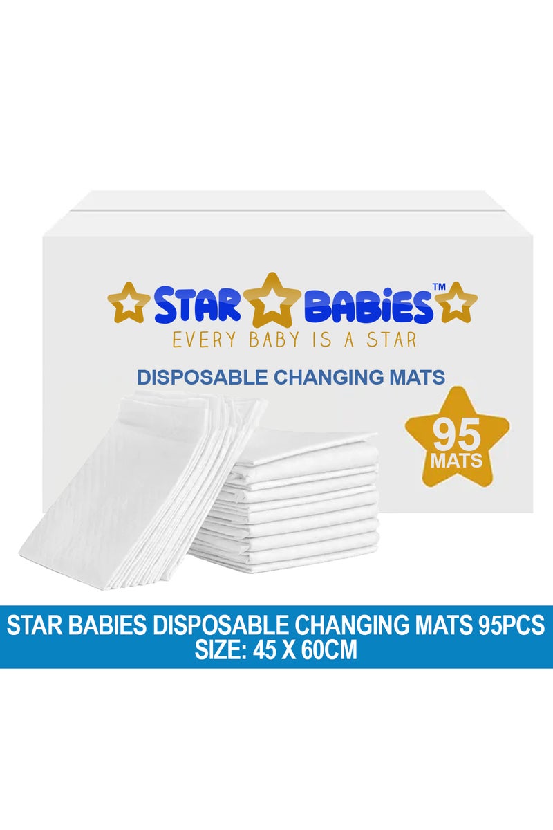 STAR BABiES ستار بيبيز - حصيرة تغيير حفاضات قابلة للاستخدام مرة واحدة - L - 45 × 60 سم - 95 قطعة - أبيض - Image 2