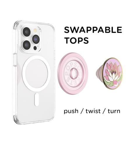 PopSockets Phone Grip for MagSafe with Kickstand, Magnetic Stand, Swappable Top, Secure Hold for iPhone MagSafe Cases, Phone & Tablet Grip - Enamel Water Lily - Image 4