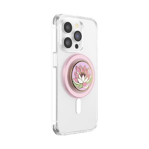 PopSockets Phone Grip for MagSafe with Kickstand, Magnetic Stand, Swappable Top, Secure Hold for iPhone MagSafe Cases, Phone & Tablet Grip - Enamel Water Lily - Image 2