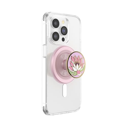 PopSockets Phone Grip for MagSafe with Kickstand, Magnetic Stand, Swappable Top, Secure Hold for iPhone MagSafe Cases, Phone & Tablet Grip - Enamel Water Lily - Image 1