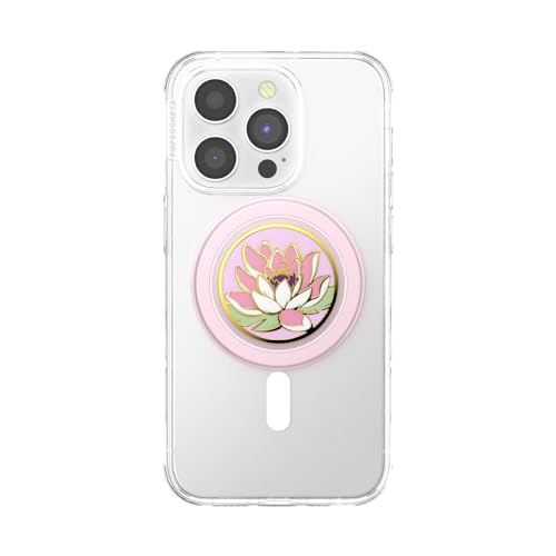 PopSockets Phone Grip for MagSafe with Kickstand, Magnetic Stand, Swappable Top, Secure Hold for iPhone MagSafe Cases, Phone & Tablet Grip - Enamel Water Lily - Image 3