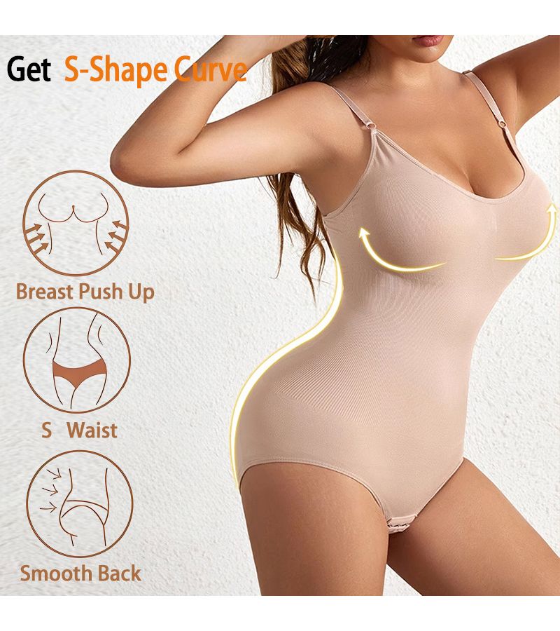 Women Full Coverage Tummy Control Shaping Bodysuit White M Adjustable Shoulder Straps Underbust Compression Waist Butt Lifting Bust Support Breathable Smooth Fabric Snug Comfortable Fit Plus Size Postpartum Suit - Image 4