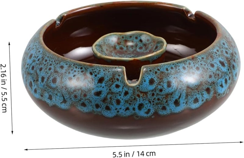 Large Windproof Ceramic Ashtray High Capacity Retro Design For Indoor Outdoor Use - Image 3