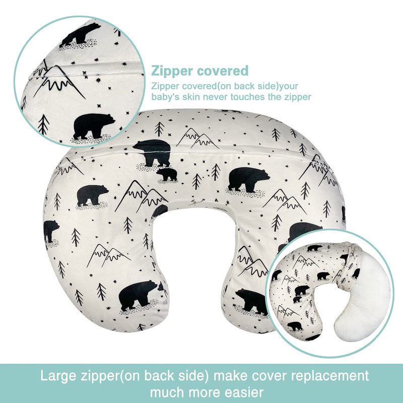 Owlowla Nursing Pillow Cover, Breastfeeding Pillow Slipcover Fits Nursing Pillow for Baby Boy Girl(Bear) - Image 4