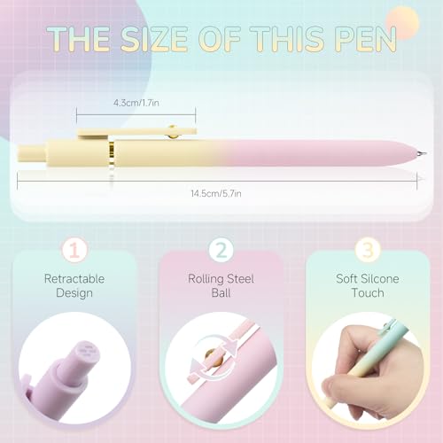YOXMJDB Gel Pens, 12 Pcs 0.5mm Fine Point Smooth Writing Pens Japanese Cute Pens, High-End Series Black Ink Pens for Journaling Note Taking, School Office Supplies for Women Men (12 Pcs Ombre) - Image 3