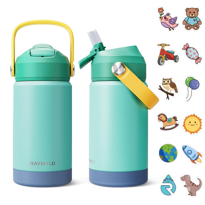 RAYMYLO Toddler Water Bottle Stainless Steel Insulated, 12 oz Kids Water Bottle for School Boys Girls, Toddler cups with Straw (Cold for 24 Hrs, Hot for 12 Hrs), Dishwasher Safe & BPA Free & Leakproof - Image 1