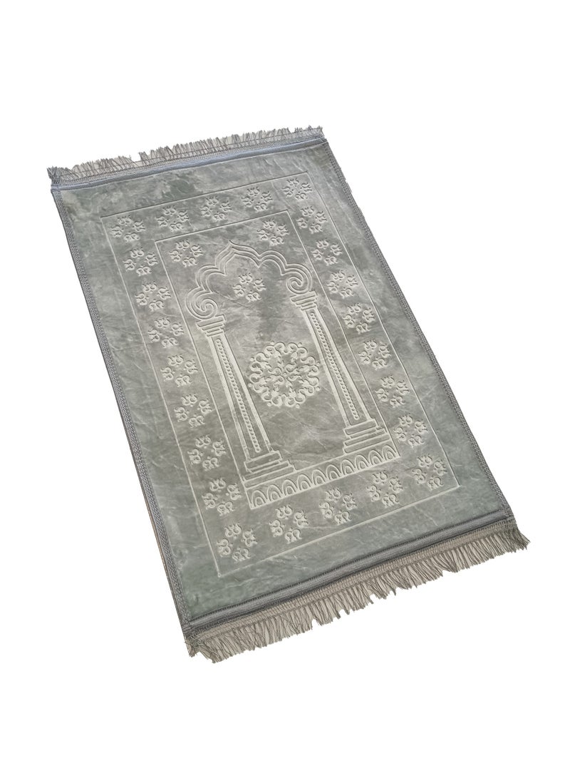 ستارجولد سجادة صلاة تقليدية، مقاس 80 × 120 سم، سجادة صلاة إسلامية كبيرة محمولة متعددة الألوان، سجادة جانماز للرجال والنساء المسلمين باللون الرمادي