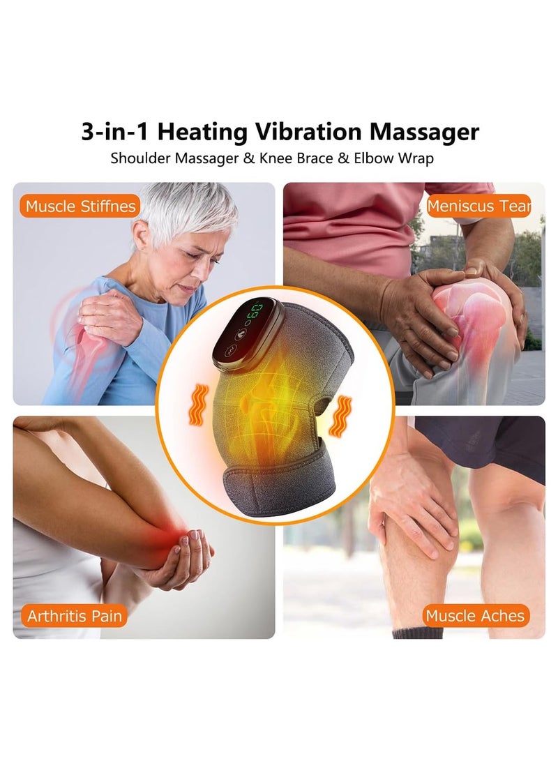 general Heated Knee Massager, 3 in 1 Knee Massager with Heat and Vibration, Portable Cordless Electric Massage Knee Heating Pads Elbow Shoulder Brace Wrap, 3 Vibration Heating Modes and LED Display - Image 2
