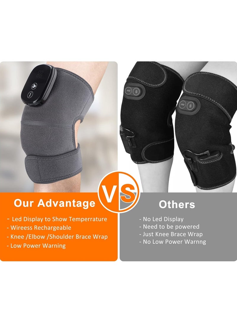 general Heated Knee Massager, 3 in 1 Knee Massager with Heat and Vibration, Portable Cordless Electric Massage Knee Heating Pads Elbow Shoulder Brace Wrap, 3 Vibration Heating Modes and LED Display - Image 5