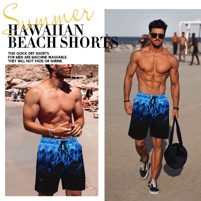 Lzzidou Men's Swim Trunks Hawaiian Bathing Mesh Lining Suit Swimsuits Beach Shorts with Pockets - Image 4
