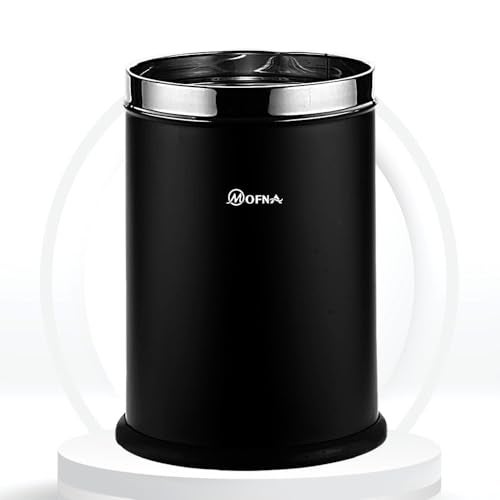 mofna Stainless Steel Open Type Solid Dustbin Without Lid - Recycle Bin, Trash Can, Paper Bin - Modern and Durable Waste Management Solution (8x12 Inch, 10 Liter, Black) - Image 1
