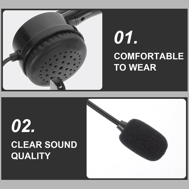 STAHAD Head-Mounted Business USB Headset with Microphone for Call Center and Live Streaming, Single Ear Wired Headphone for Computer Use, Black - Image 2