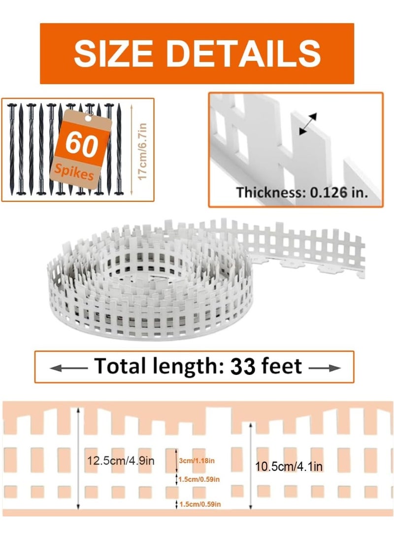 Relex Garden Edging 33FT, Landscape Edging Borders Flexible Lawn Edging Kit with 60pcs Stakes, Mini Plastic Fence for Tree Flowerbeds Grass Yard, White - Image 2