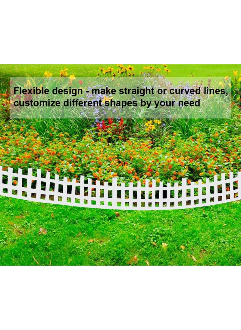 Relex Garden Edging 33FT, Landscape Edging Borders Flexible Lawn Edging Kit with 60pcs Stakes, Mini Plastic Fence for Tree Flowerbeds Grass Yard, White - Image 4