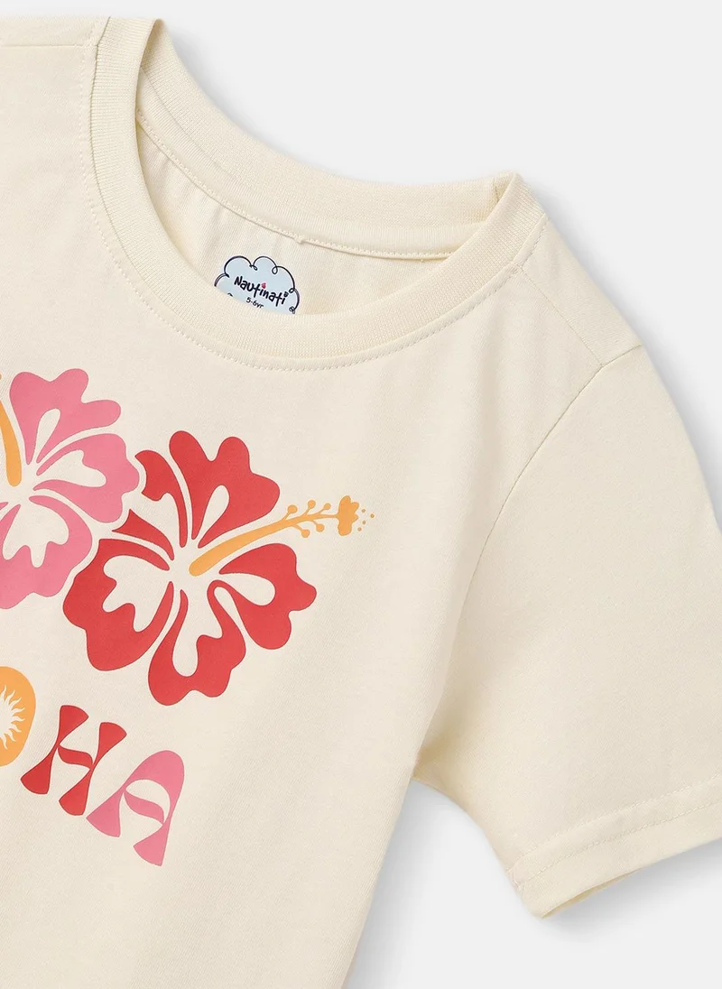 Nautinati White & Pink Nautinati Girls' Cotton Graphic Print T-shirt and Polka Dot Printed Joggers for Women | Best Price UAE