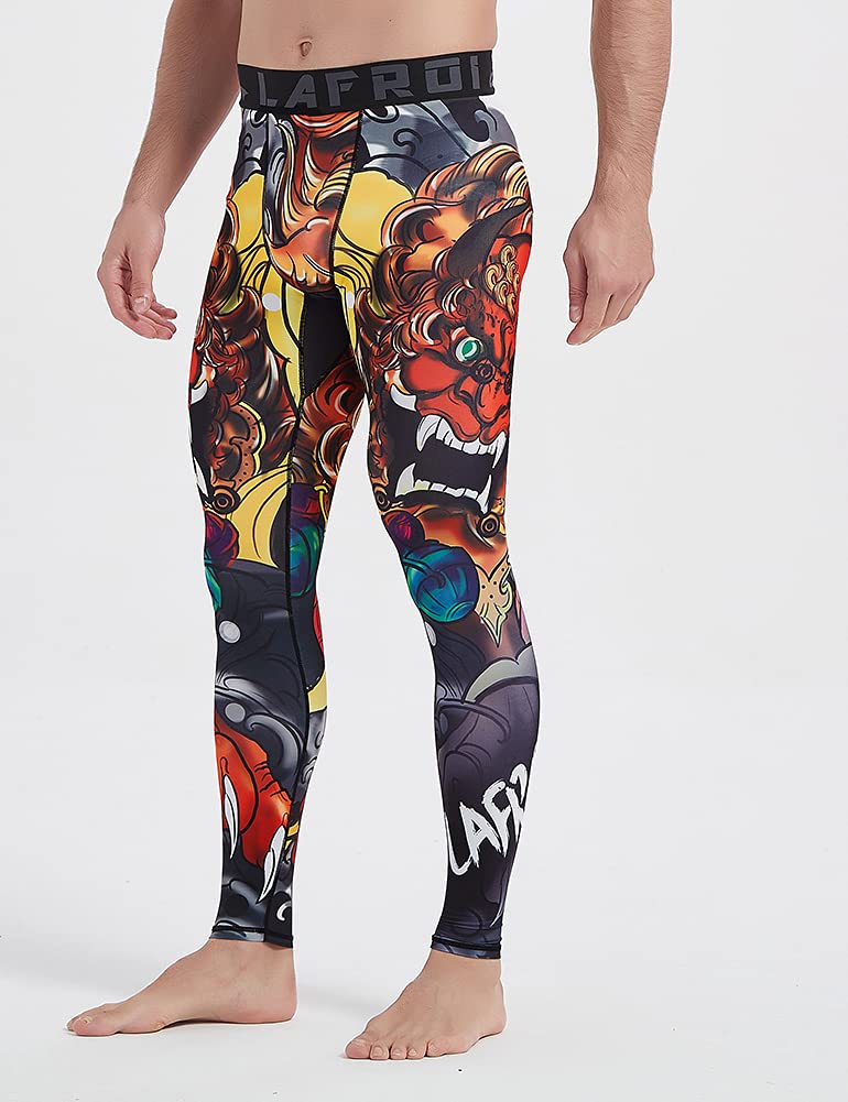 LAFROI Men's Quick Dry Cool Compression Fit Tights Leggings Waistband-YSK08 Lion Dance Size MD - Image 3