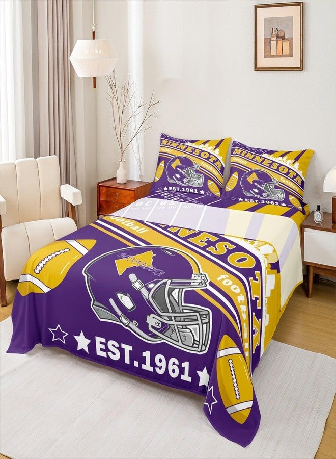 Feelyou Football Bed Sheets Set Boys Queen Size Rugby Sports Fitted Sheet with 16 Inch Deep Pockets Women Men Football City Bedding Set Room Decor - Image 2