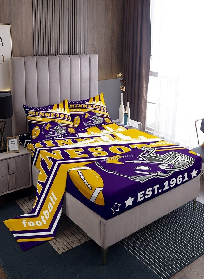 Feelyou Football Bed Sheets Set Boys Queen Size Rugby Sports Fitted Sheet with 16 Inch Deep Pockets Women Men Football City Bedding Set Room Decor - Image 1