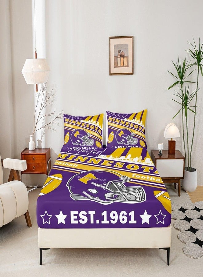 Feelyou Football Bed Sheets Set Boys Queen Size Rugby Sports Fitted Sheet with 16 Inch Deep Pockets Women Men Football City Bedding Set Room Decor - Image 5